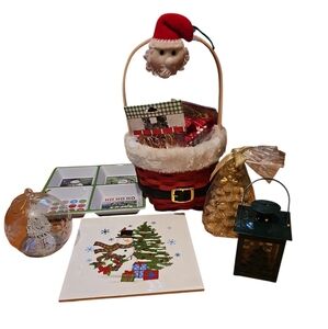 Festive Santa Basket Gift Set - Red and Gold